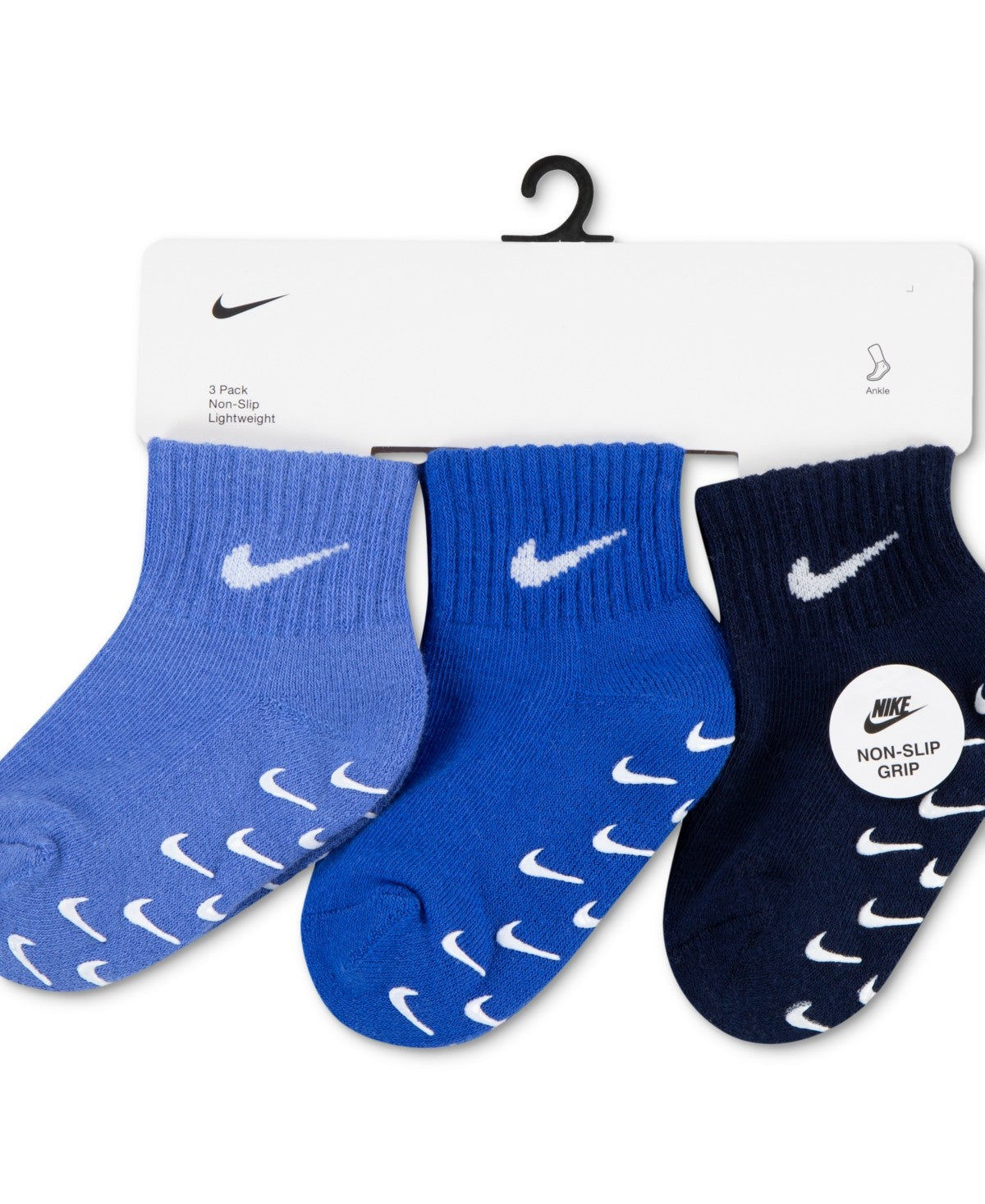 Nike 3-Pack Cushioned Non-Slip Baby Socks – Blue Multi | Size 6-12M