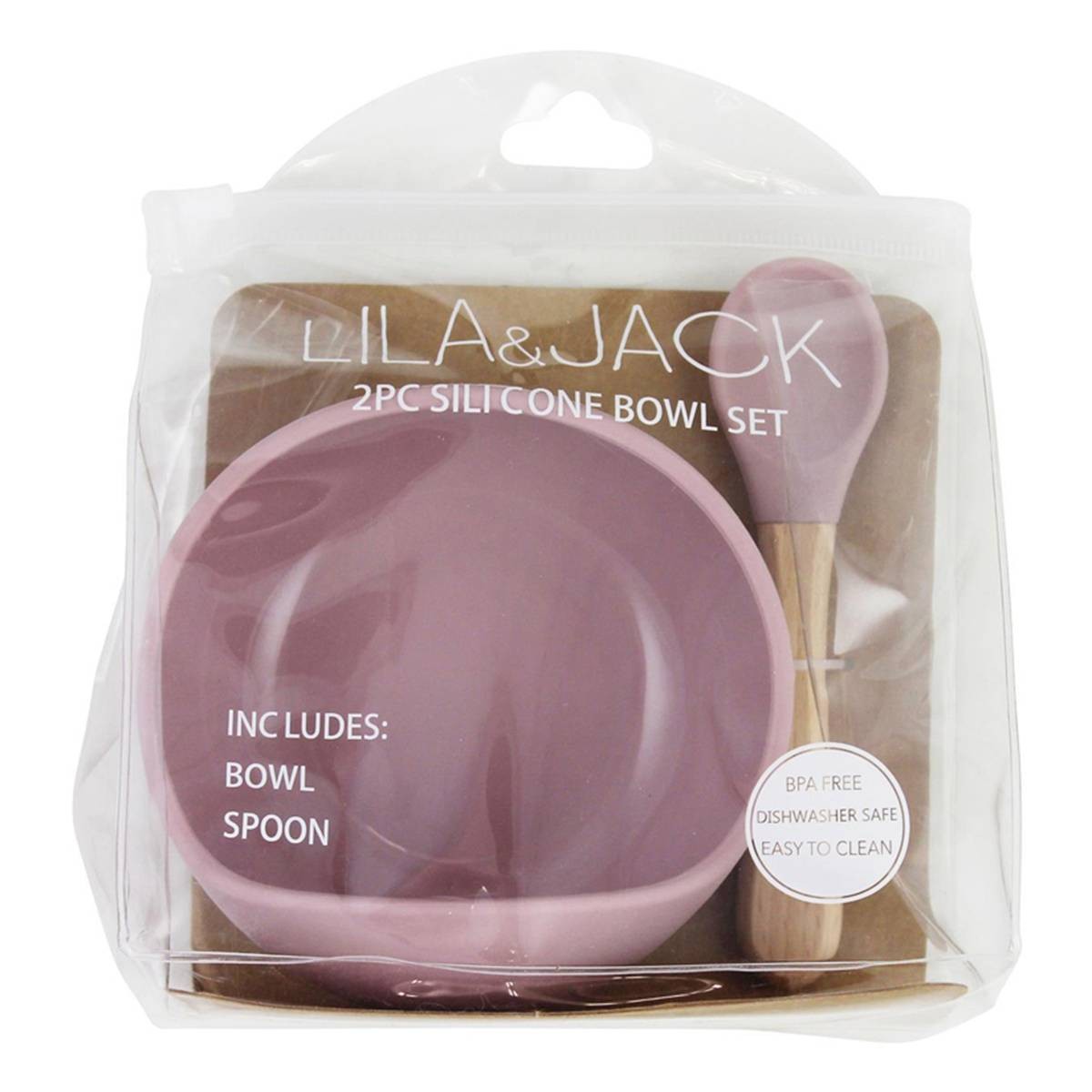Lila & Jack Silicone Bowl & Spoon Feeding Set | BPA Free | Dusty Pink