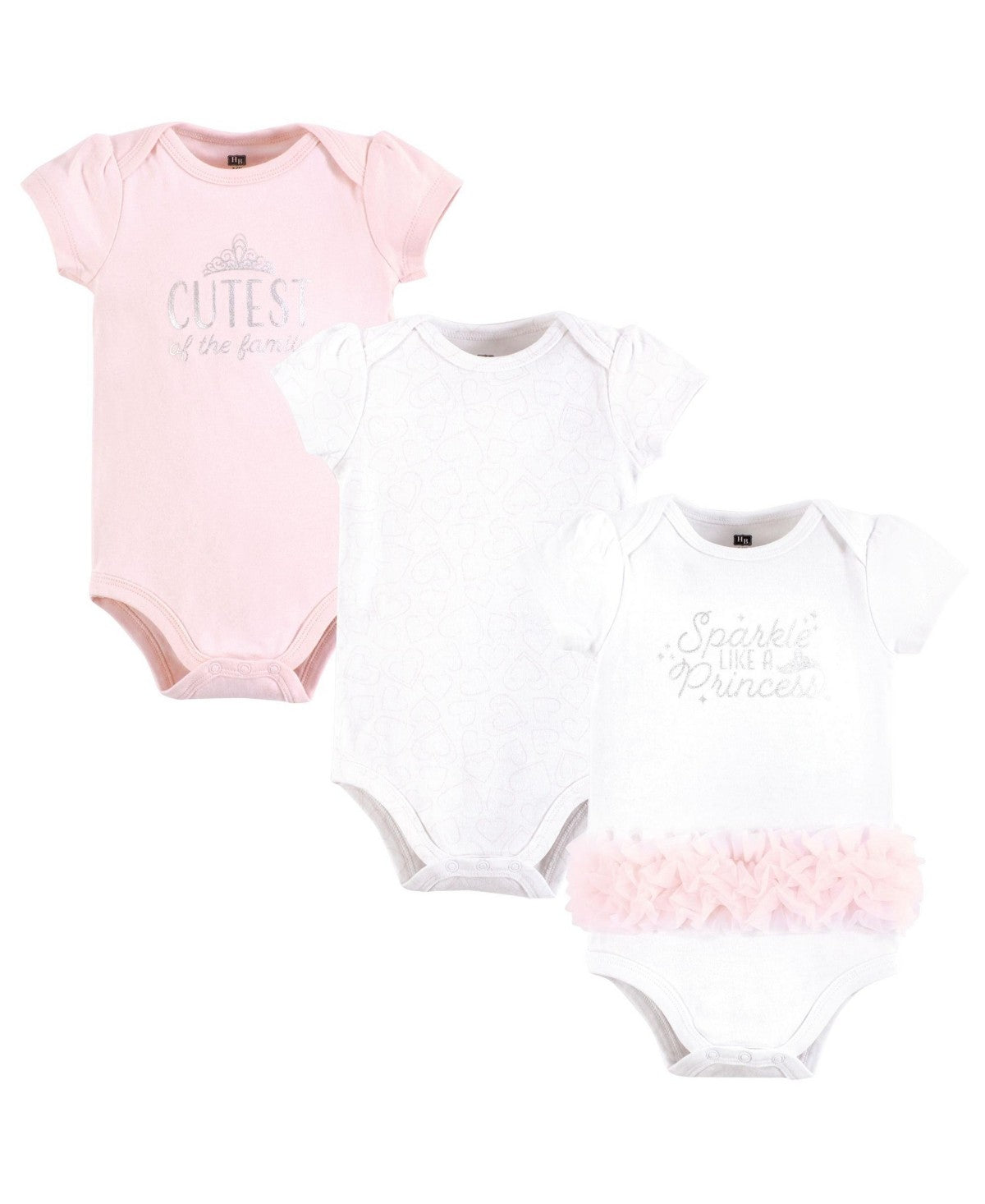 Hudson Baby 3-Pack Princess Bodysuits – Pink & White | Size 3-6M