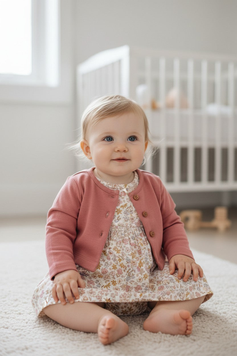 Carter's Baby Girl 2-Piece Floral Dress & Attached Bodysuit with Cardigan Set | 12M