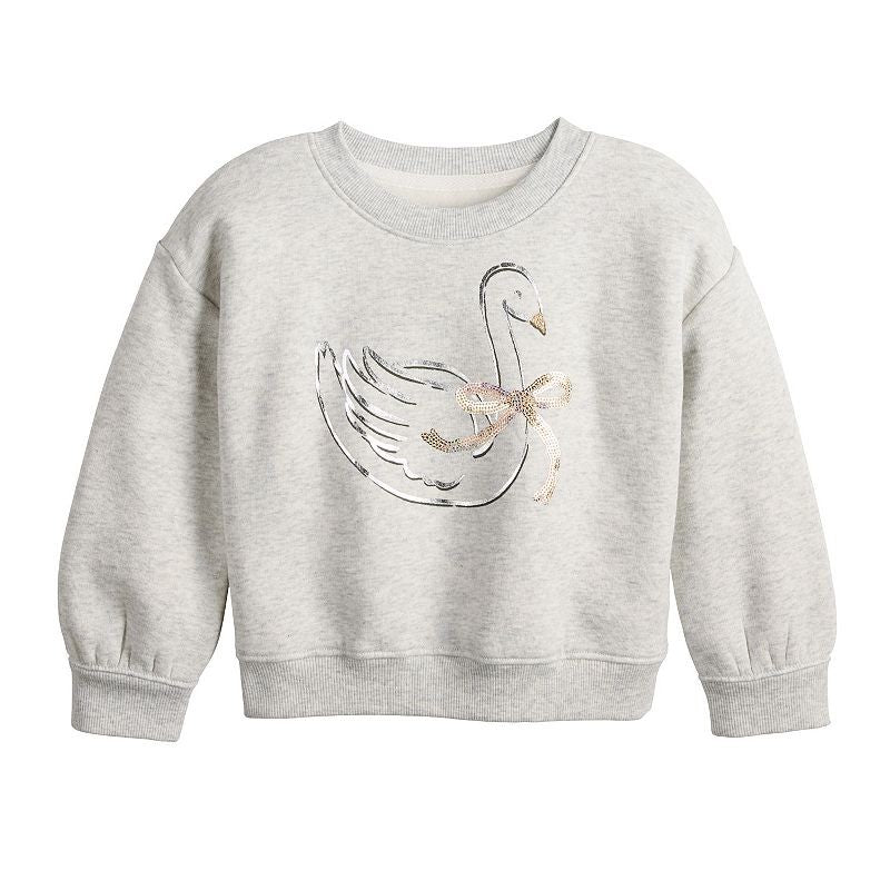 Jumping Beans Baby Girl Swan Sweatshirt | Heather Gray | 12 Months