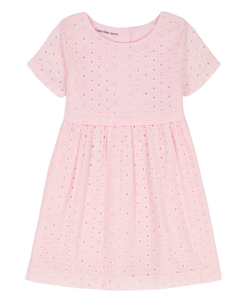 Calvin Klein Jeans Girls Pink Eyelet Dress | Size 3T