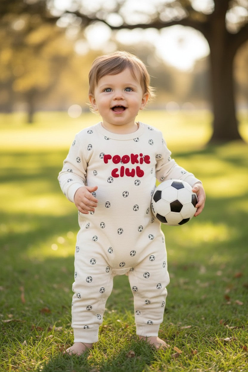 Carters Boy's Rookie Club French Terry Jumpsuit | Soccer Print | Size 18 Months