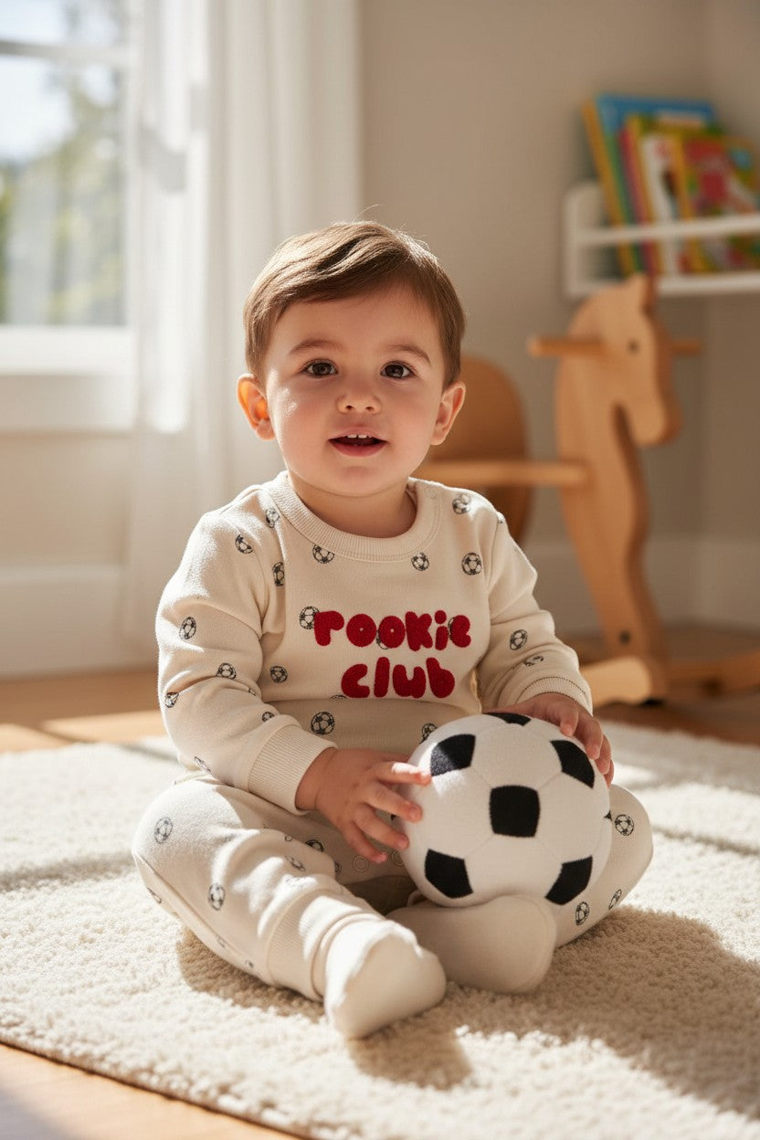 Carters Boy's Rookie Club French Terry Jumpsuit | Soccer Print | Size 18 Months