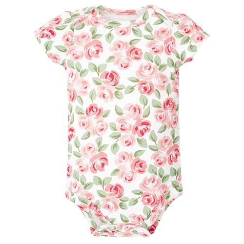 Hudson Baby 5-Pack Floral Bodysuits – Pink & Sage | Size 6-9M