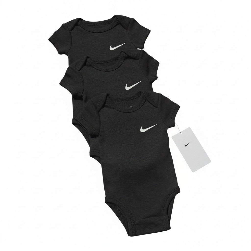 Nike Baby 3-Pack Short Sleeve Bodysuits – Black | Size 3M