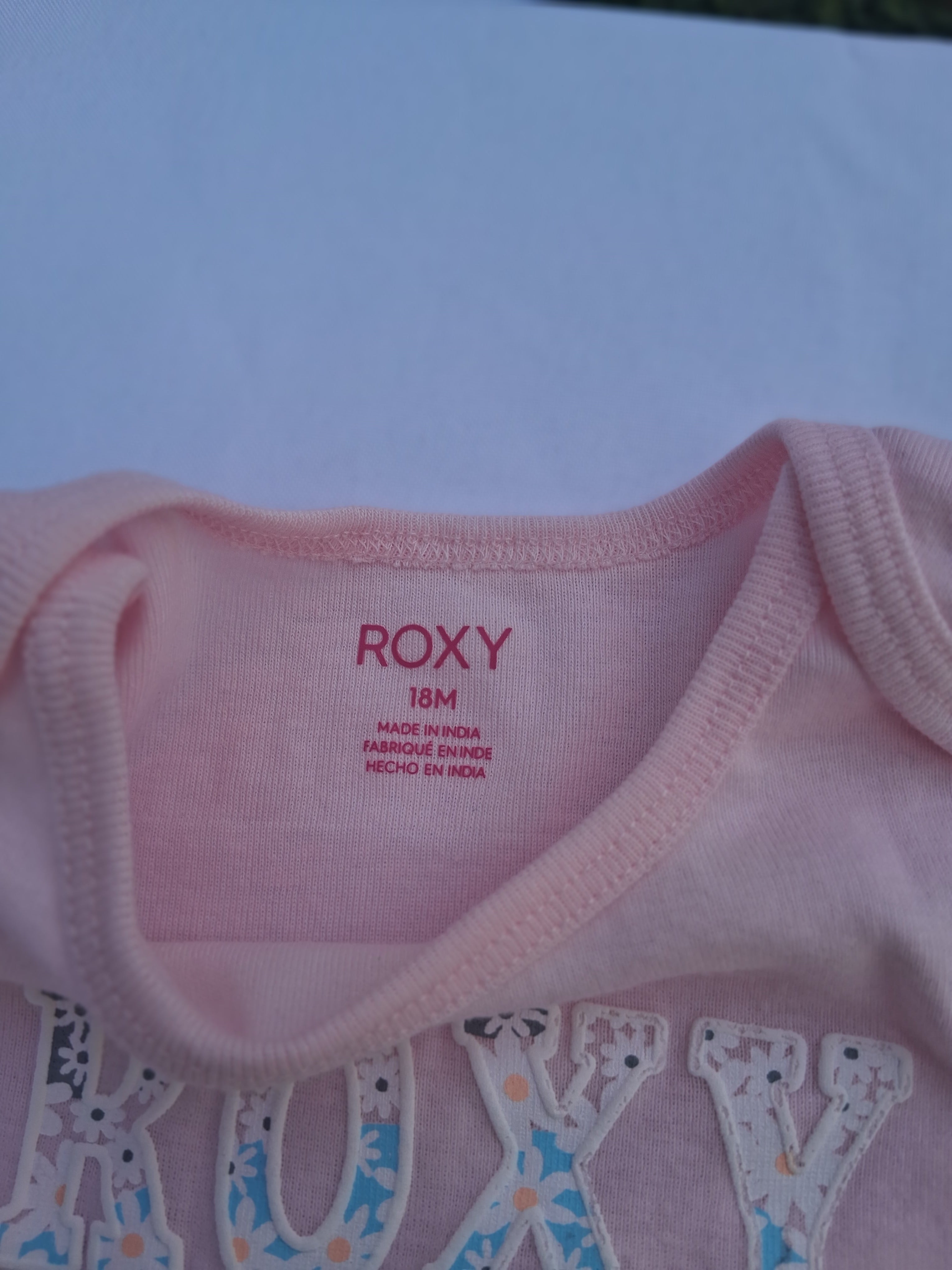 Roxy 3-Piece Bodysuit & Leggings Set – Pink Pastel Print | Size 18M