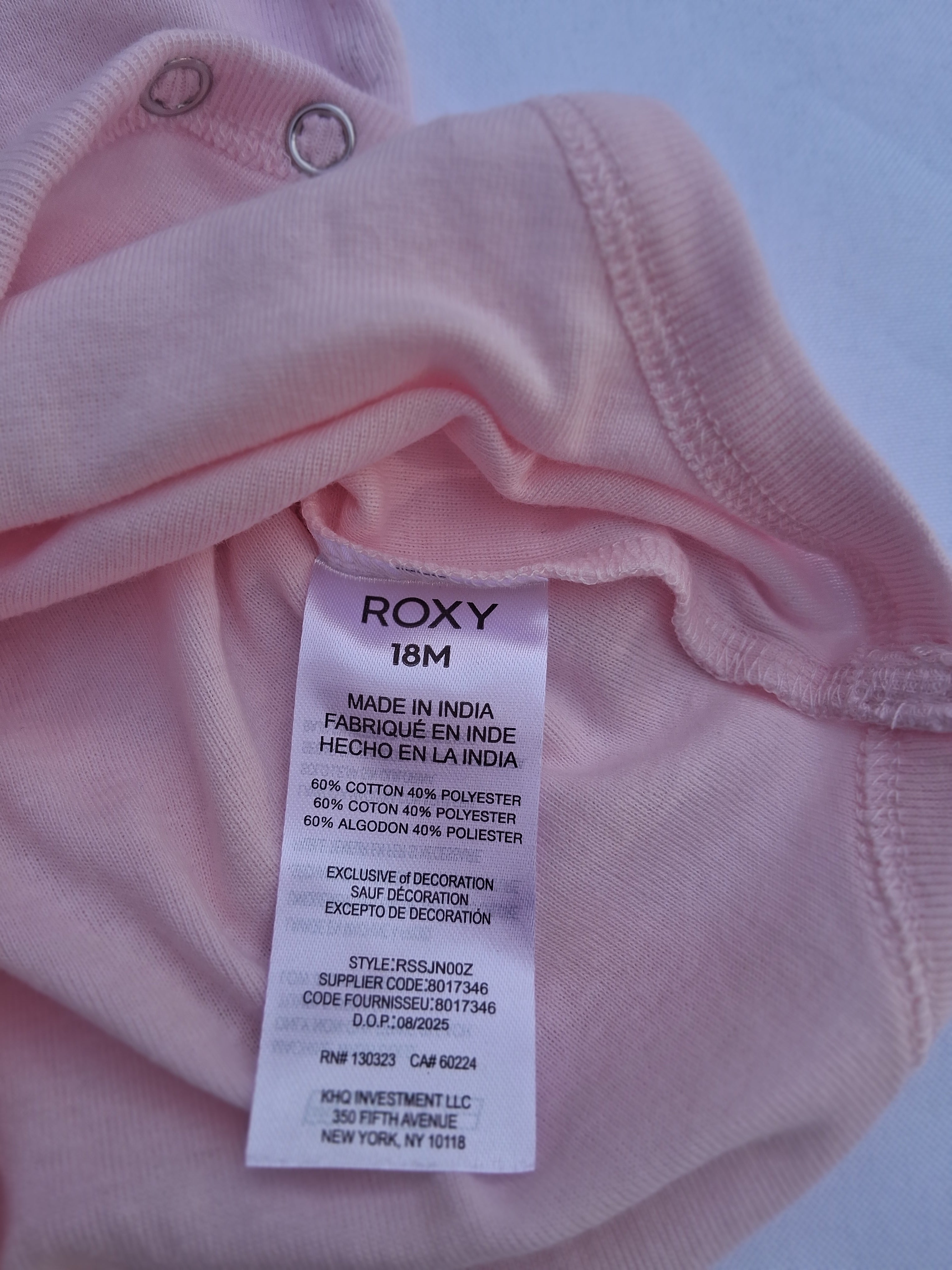 Roxy 3-Piece Bodysuit & Leggings Set – Pink Pastel Print | Size 18M