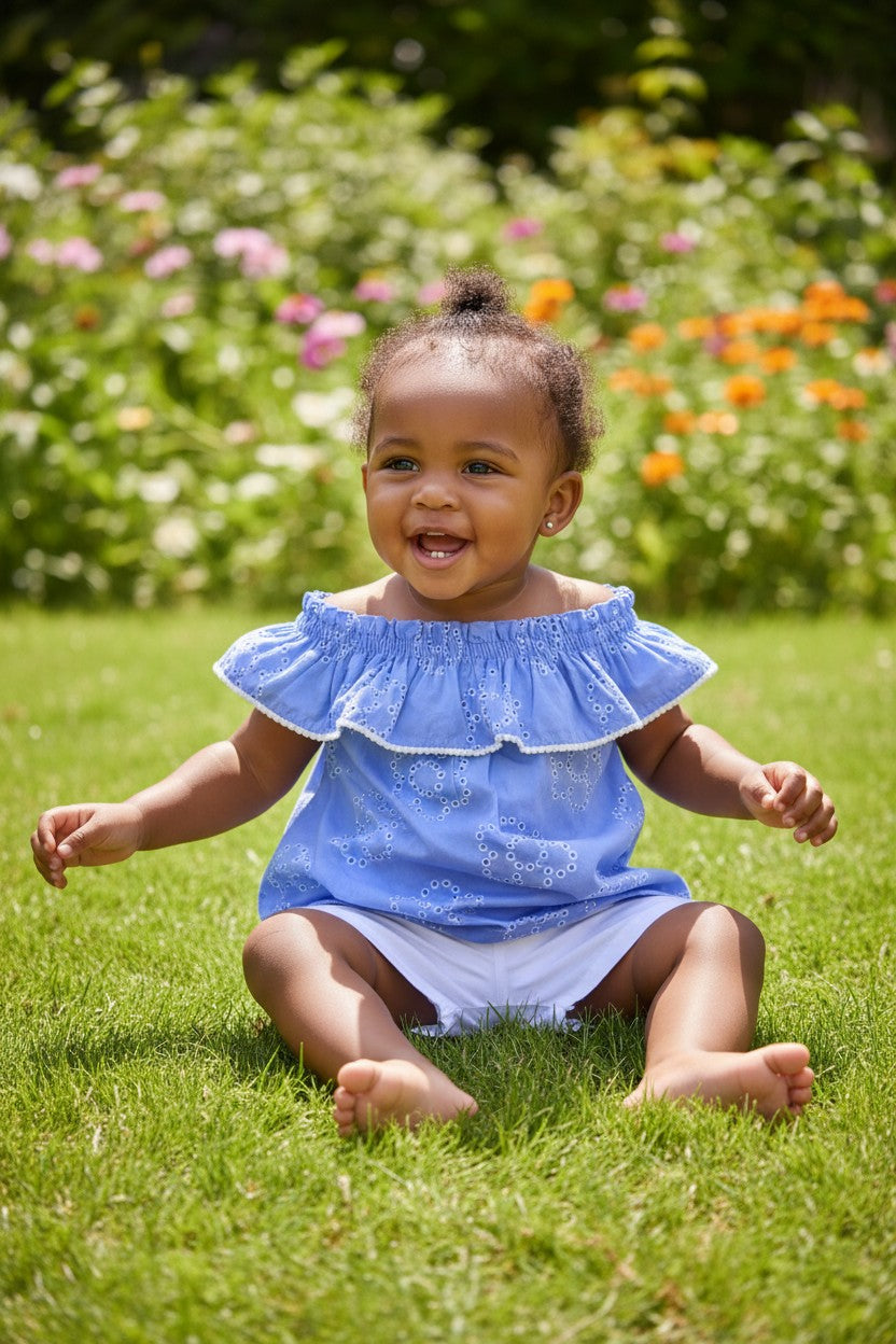 Penelope Mack Eyelet Ruffle Top & Shorts Set – Size 2T