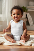 Chickpea Essentials 4-Pack White Sleeveless Bodysuits – Size 12M