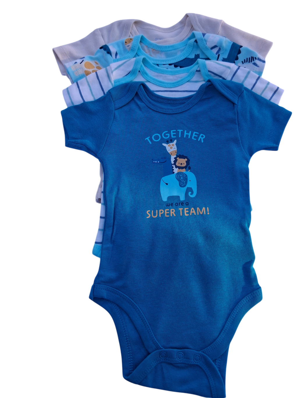 Koala Baby 4-Pack Safari Animal Bodysuits – Blue Multi | Size 6-9M