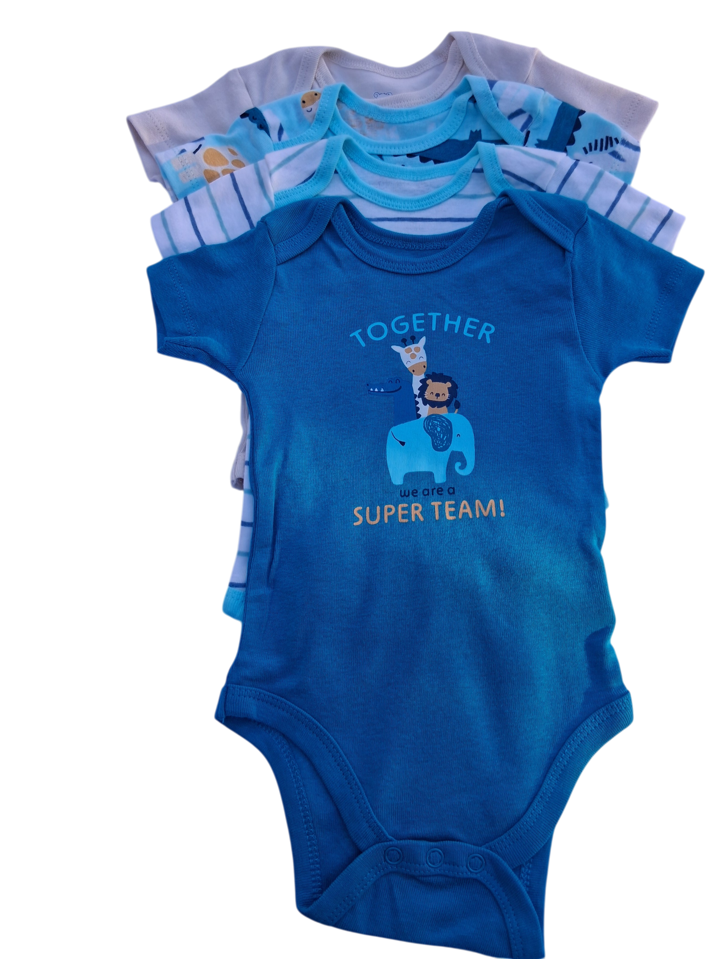 Koala Baby 4-Pack Safari Animal Bodysuits – Blue Multi | Size 6-9M