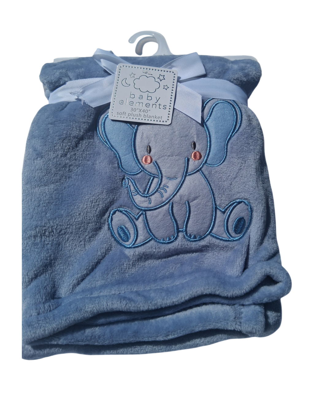 Baby Elements Plush Elephant Baby Blanket – Blue | 30" x 40"