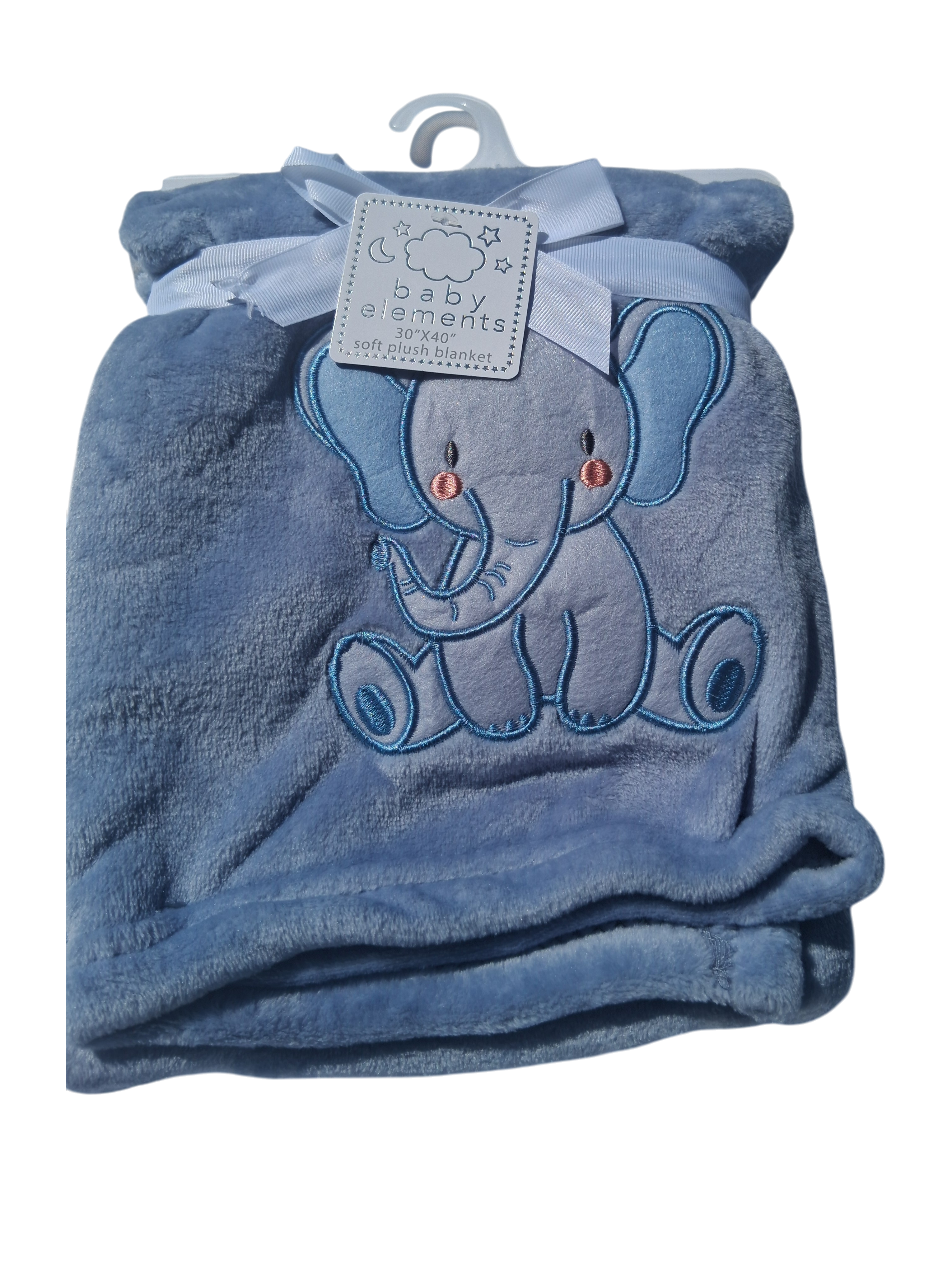 Baby Elements Plush Elephant Baby Blanket – Blue | 30" x 40"