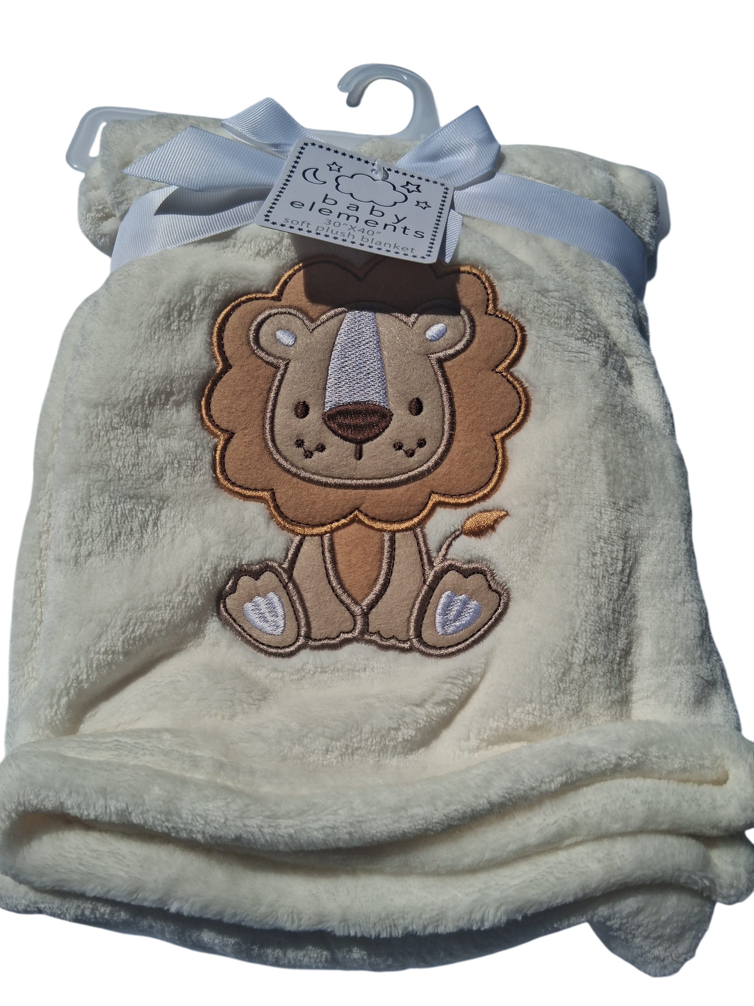 Baby Elements Plush Lion Baby Blanket – Cream | 30" x 40"