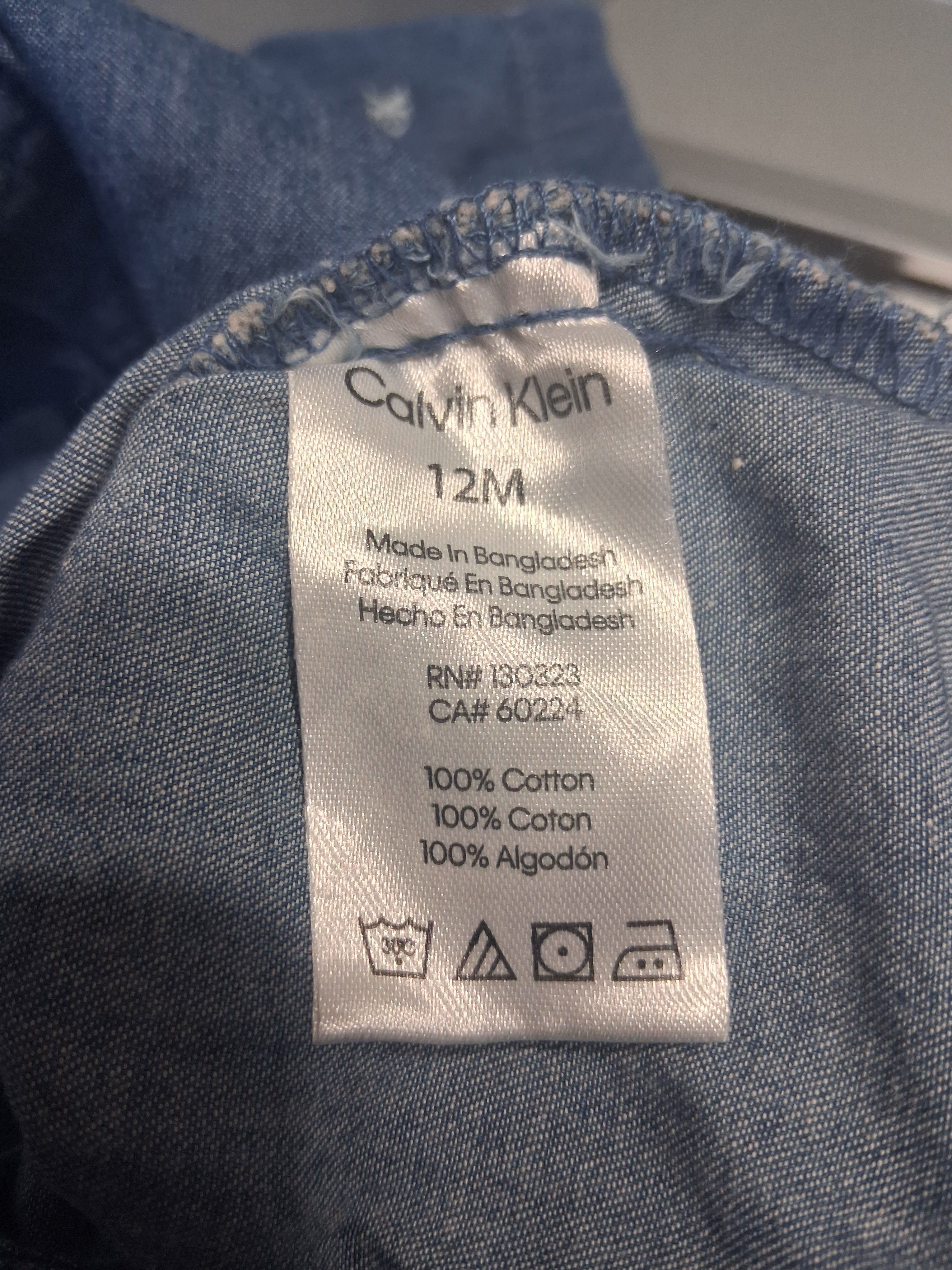 Calvin Klein Baby Boy Chambray Romper - 12 Months