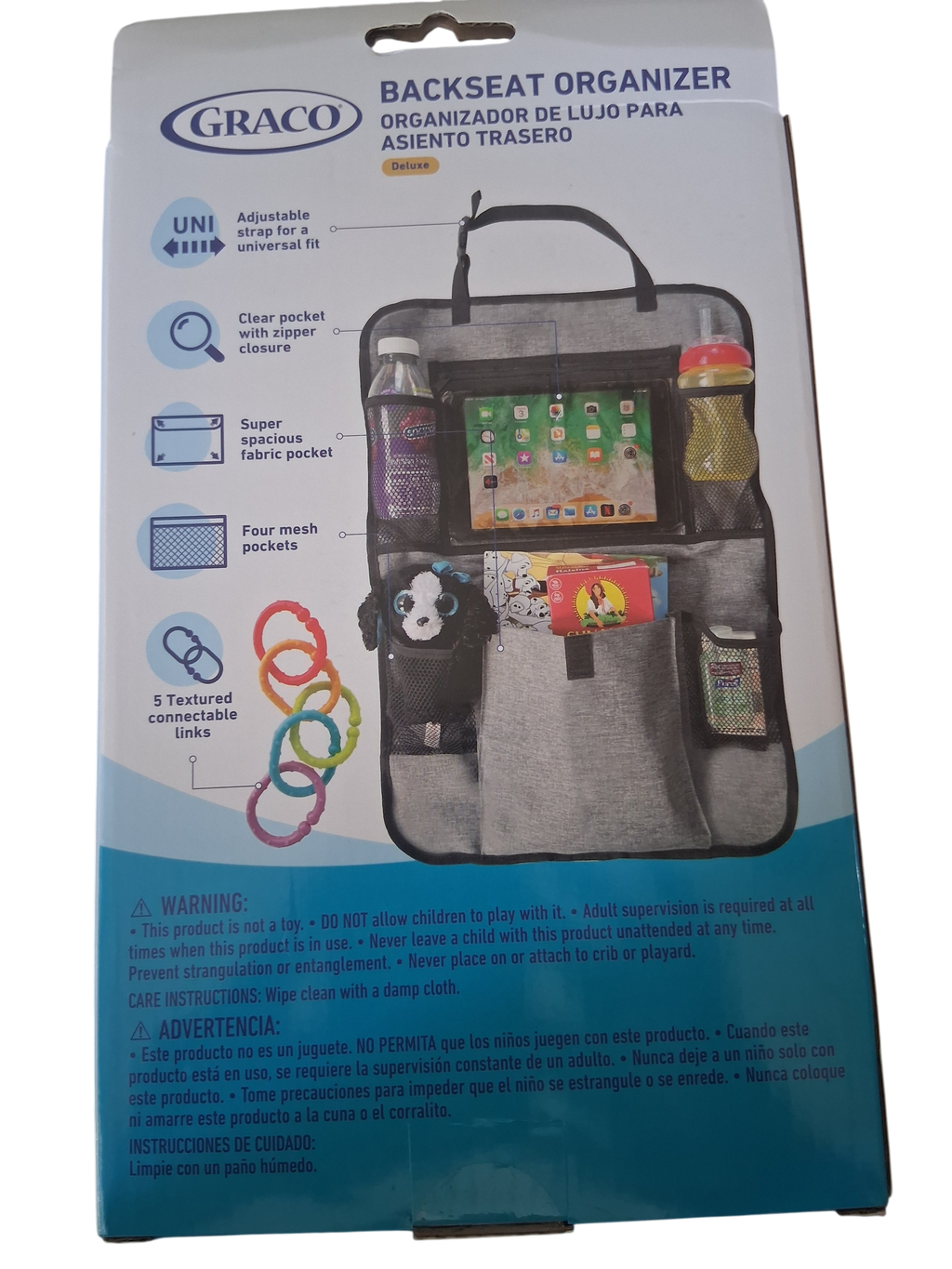 Graco Deluxe Backseat Organizer with Tablet Pocket & Linkables