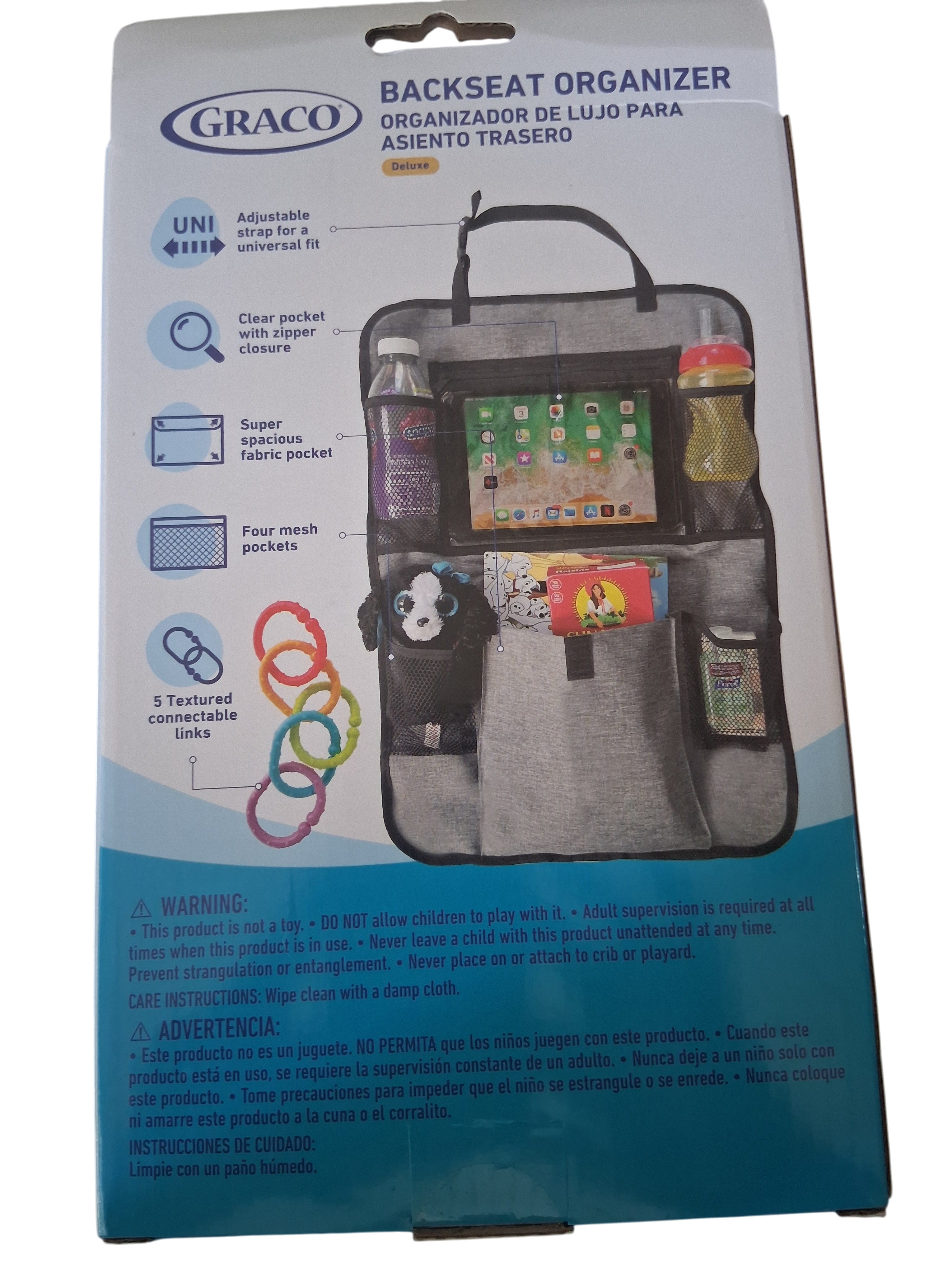 Graco Deluxe Backseat Organizer with Tablet Pocket & Linkables