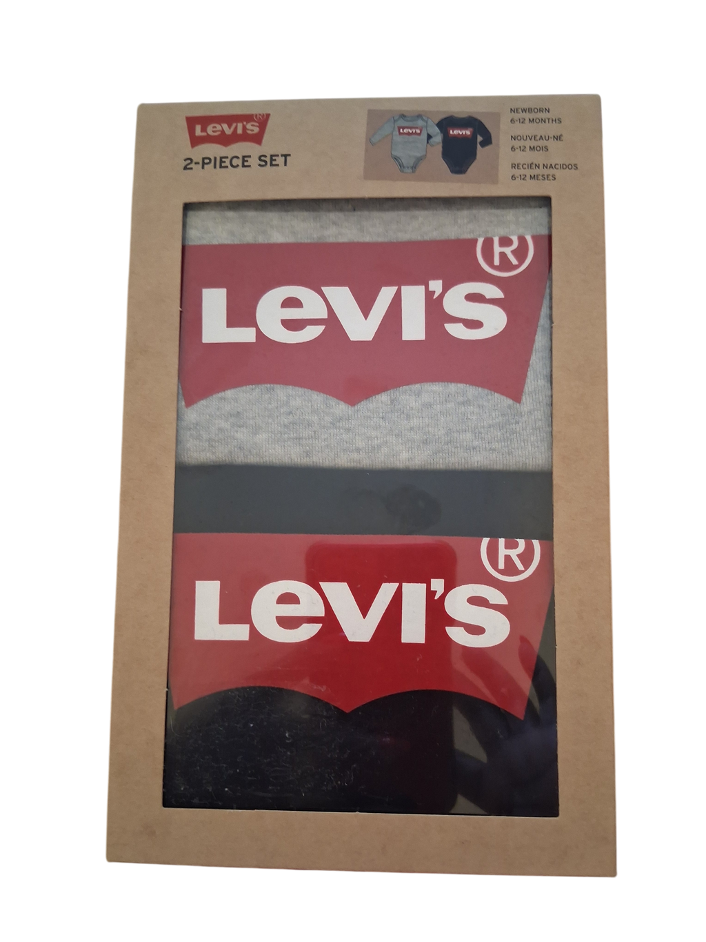Levi's Baby 2-Pack Long Sleeve Logo Bodysuits – Gray & Black