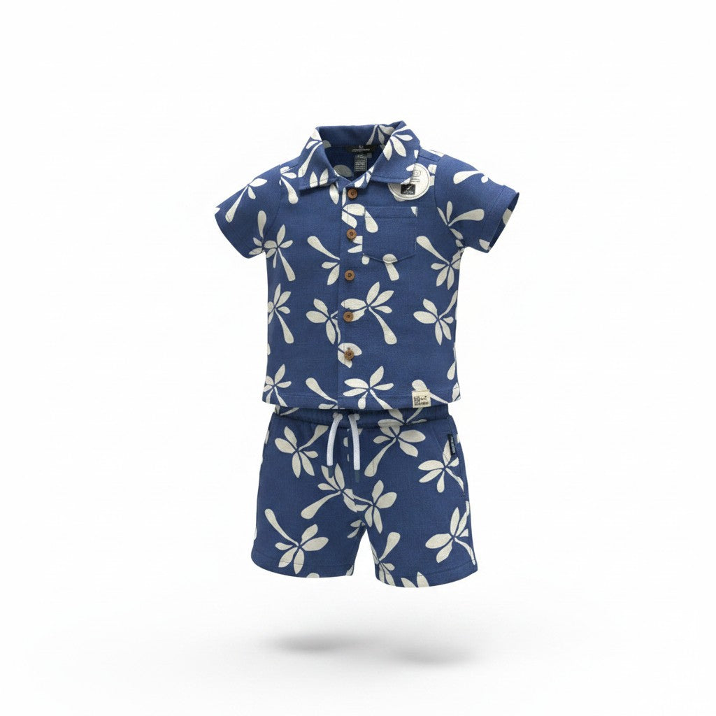 Eddie Bauer Baby Boys 2-Piece Tropical Button-Up Shirt & Shorts Set | Size 3–6M