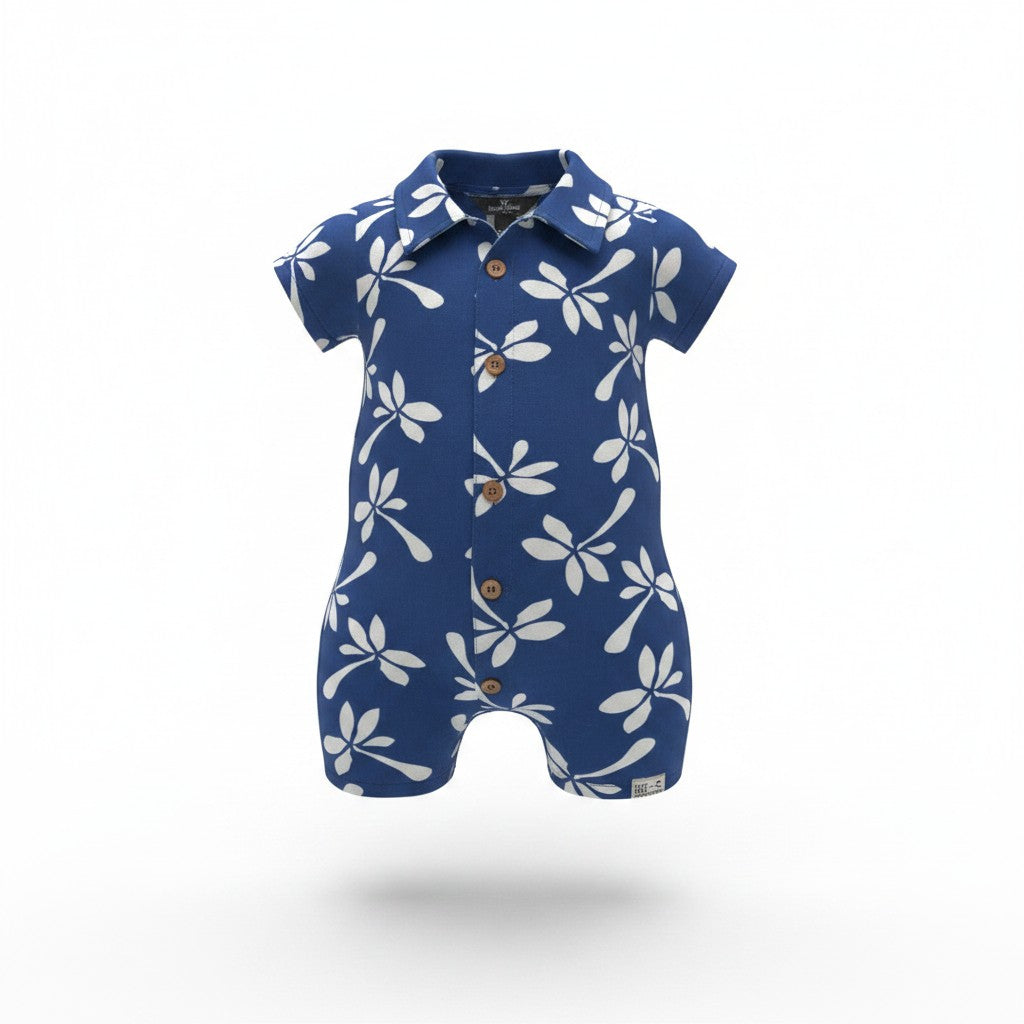 Eddie Bauer Baby Boys Tropical Print Button-Front Romper | Size 6–9M