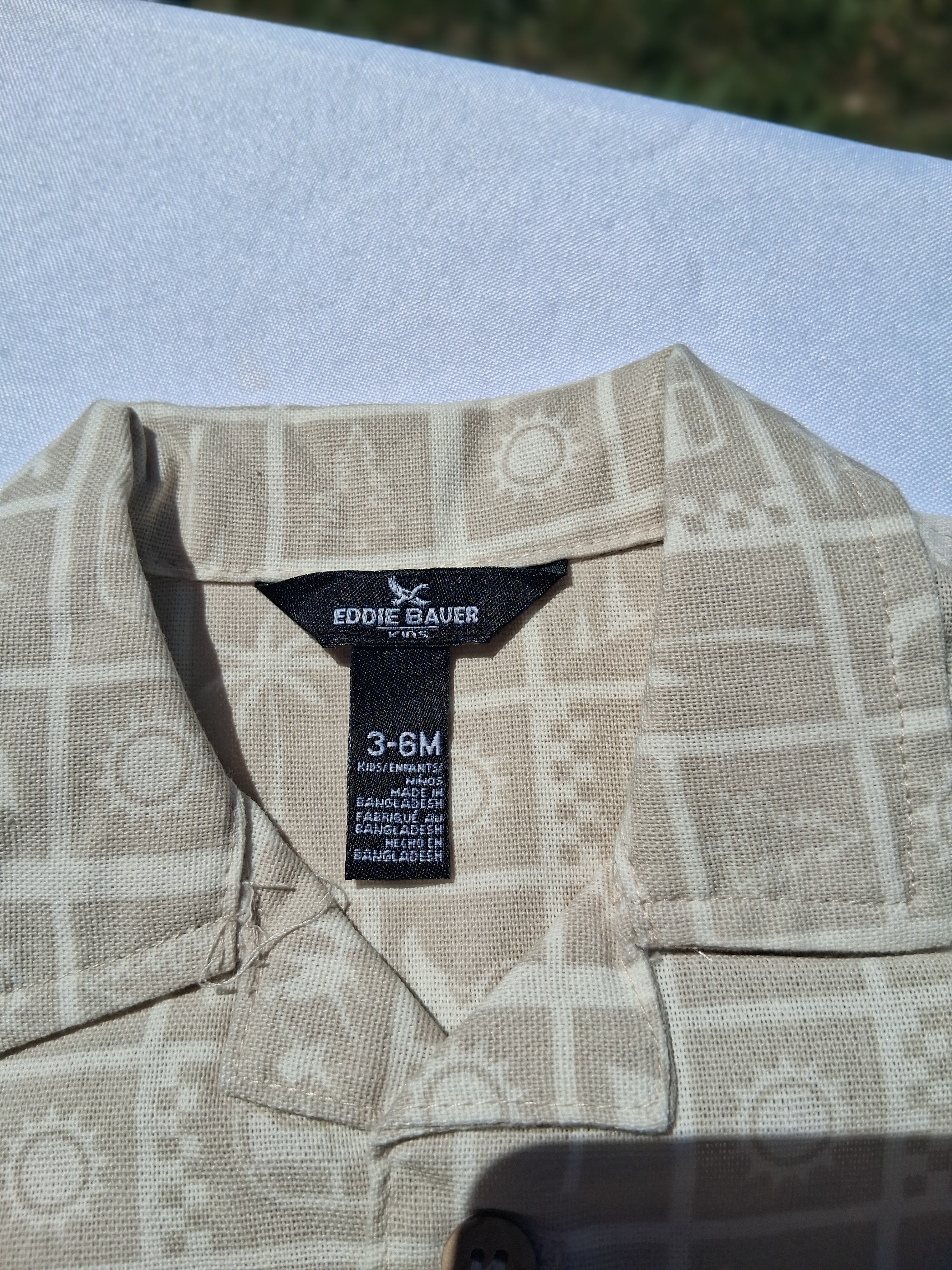 Eddie Bauer Baby Boys Printed Button-Front Romper | Size 3–6M