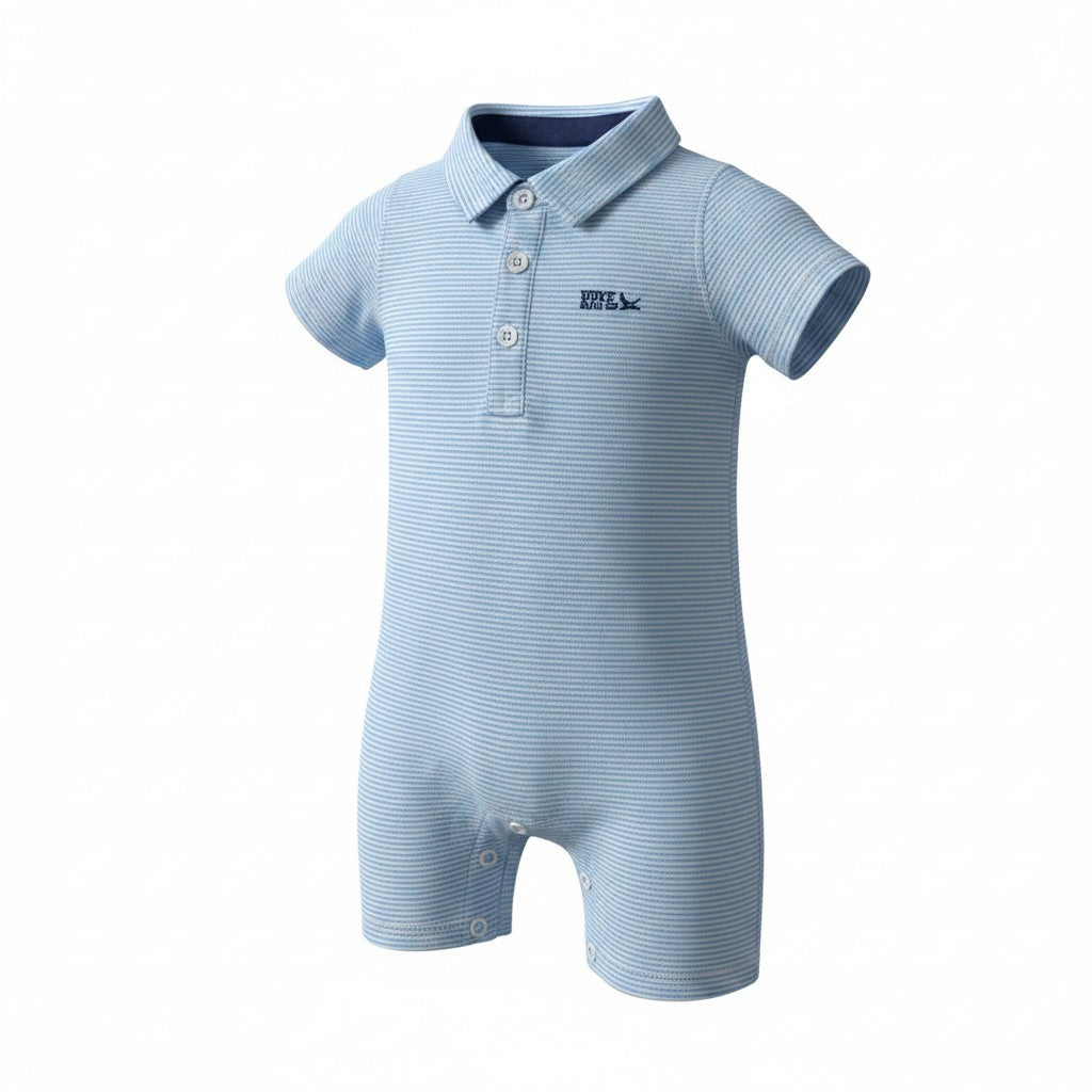 Eddie Bauer Baby Boys Blue Striped Polo Romper
