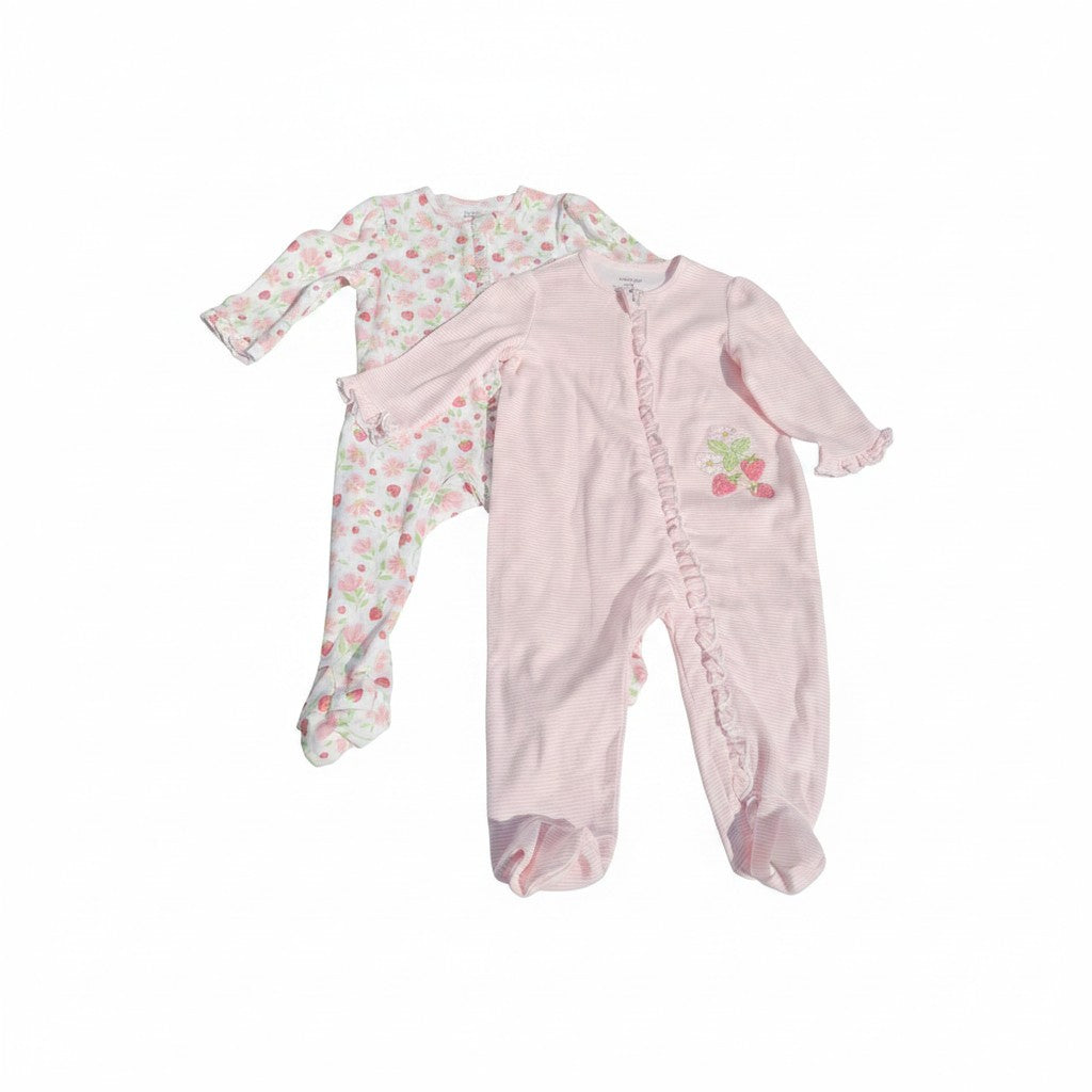 Little Me 2-Pack Baby Girl Footed Sleepers | Pink Floral | Size 9 Months