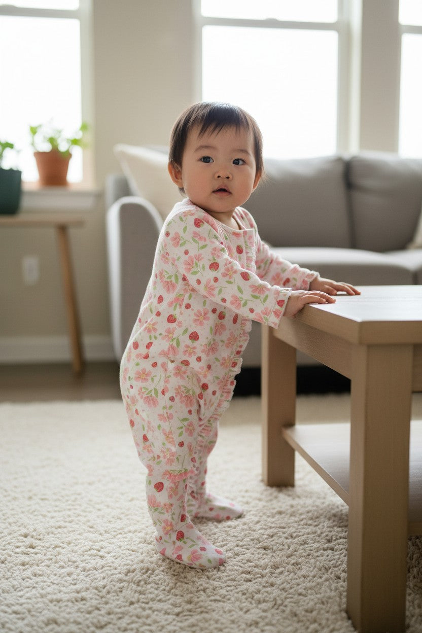 Little Me 2-Pack Baby Girl Footed Sleepers | Pink Floral | Size 9 Months