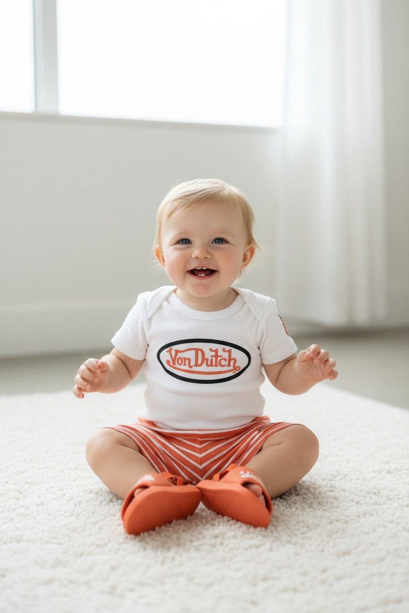 Von Dutch Baby Girl 3-Piece Bodysuit, Shorts & Sandal Set | 9M