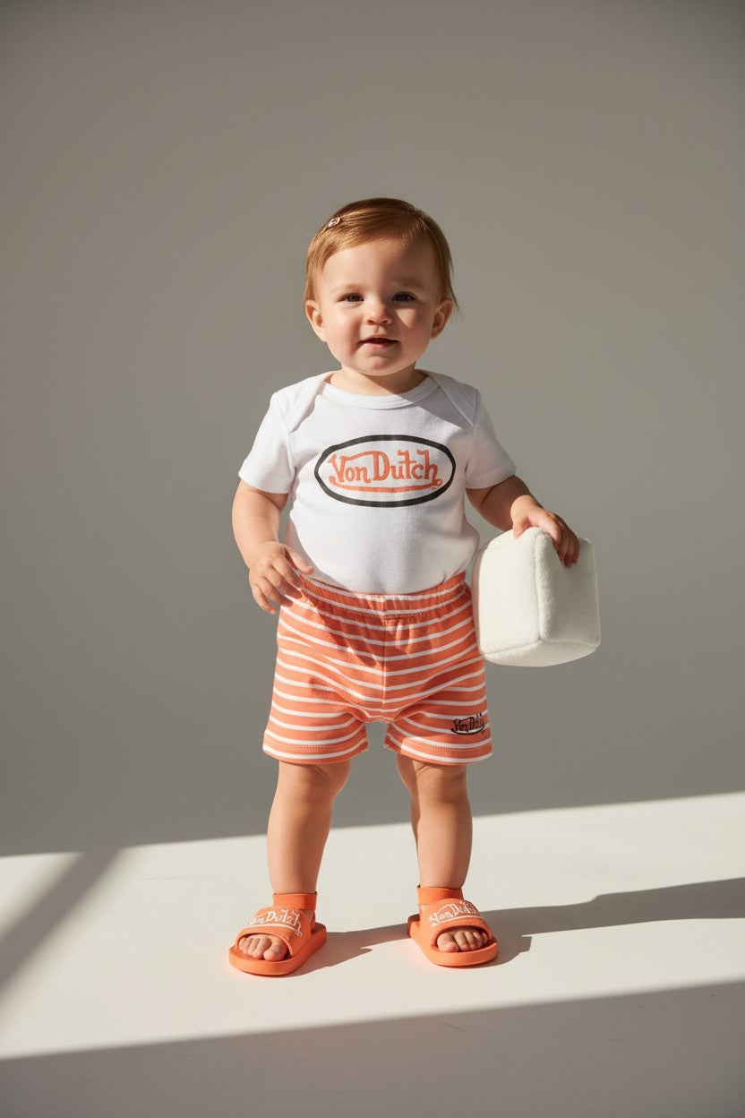 Von Dutch Baby Girl 3-Piece Bodysuit, Shorts & Sandal Set | 9M