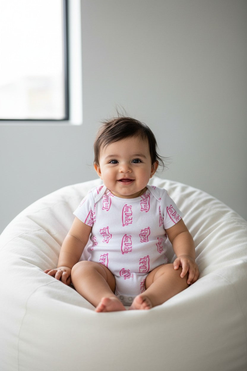 Von Dutch Baby Girl 3-Piece Bodysuit Set – Pink & White | 3M
