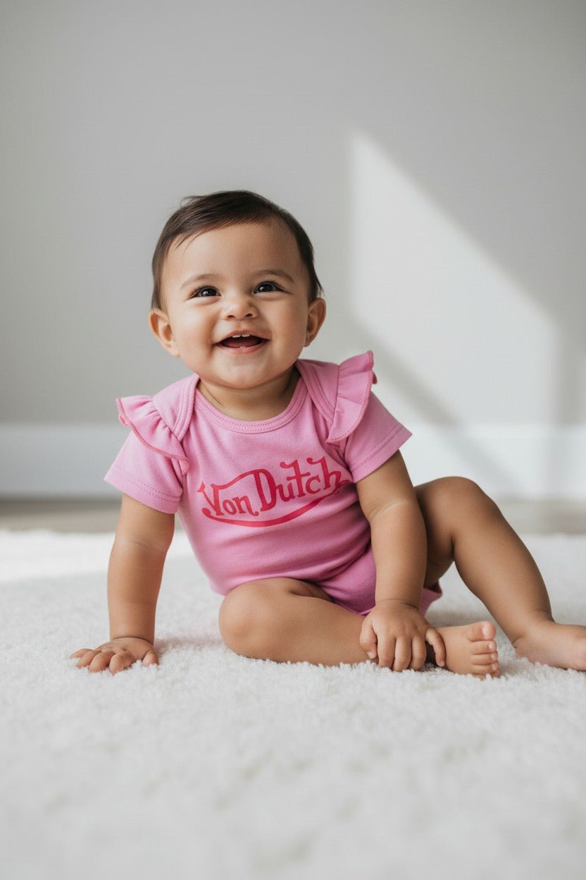 Von Dutch Baby Girl 3-Piece Bodysuit Set – Pink & White | 3M