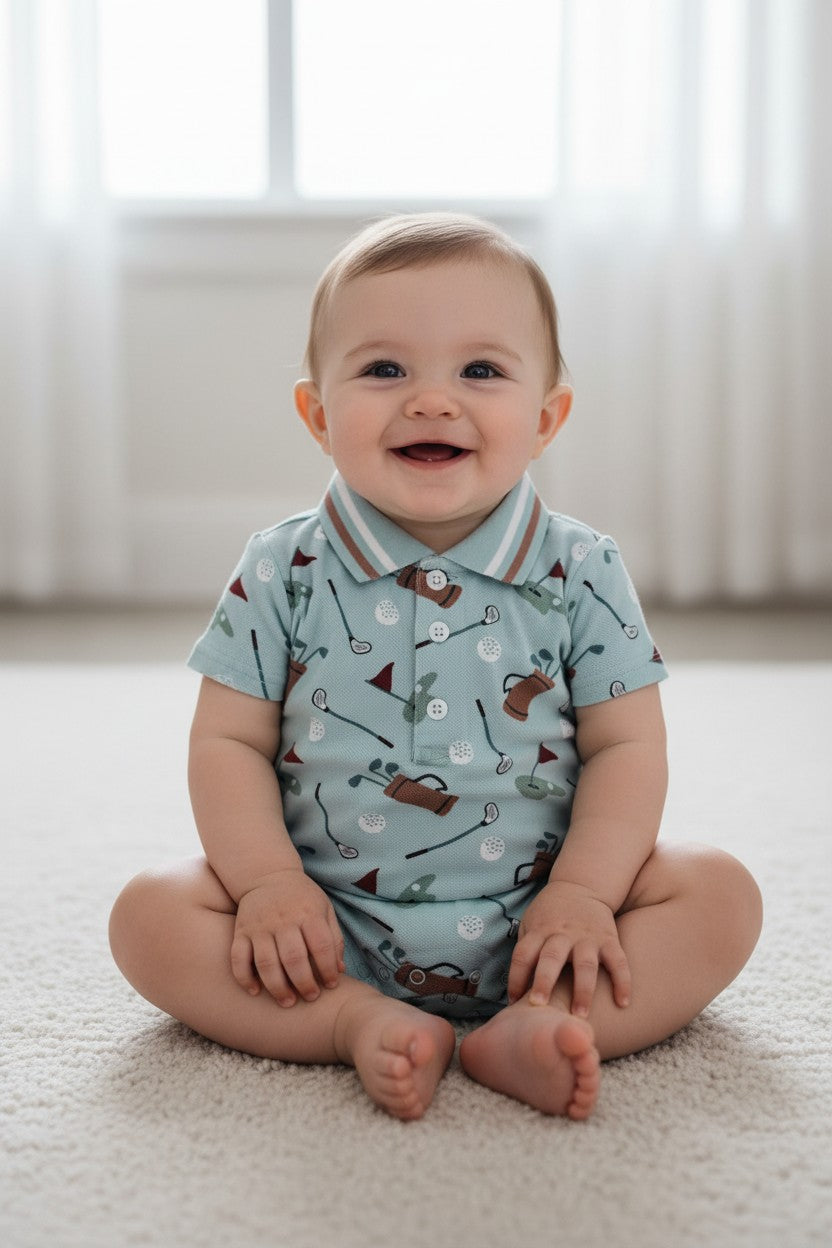 Baby Essentials Baby Boy Golf Polo Romper | 3M