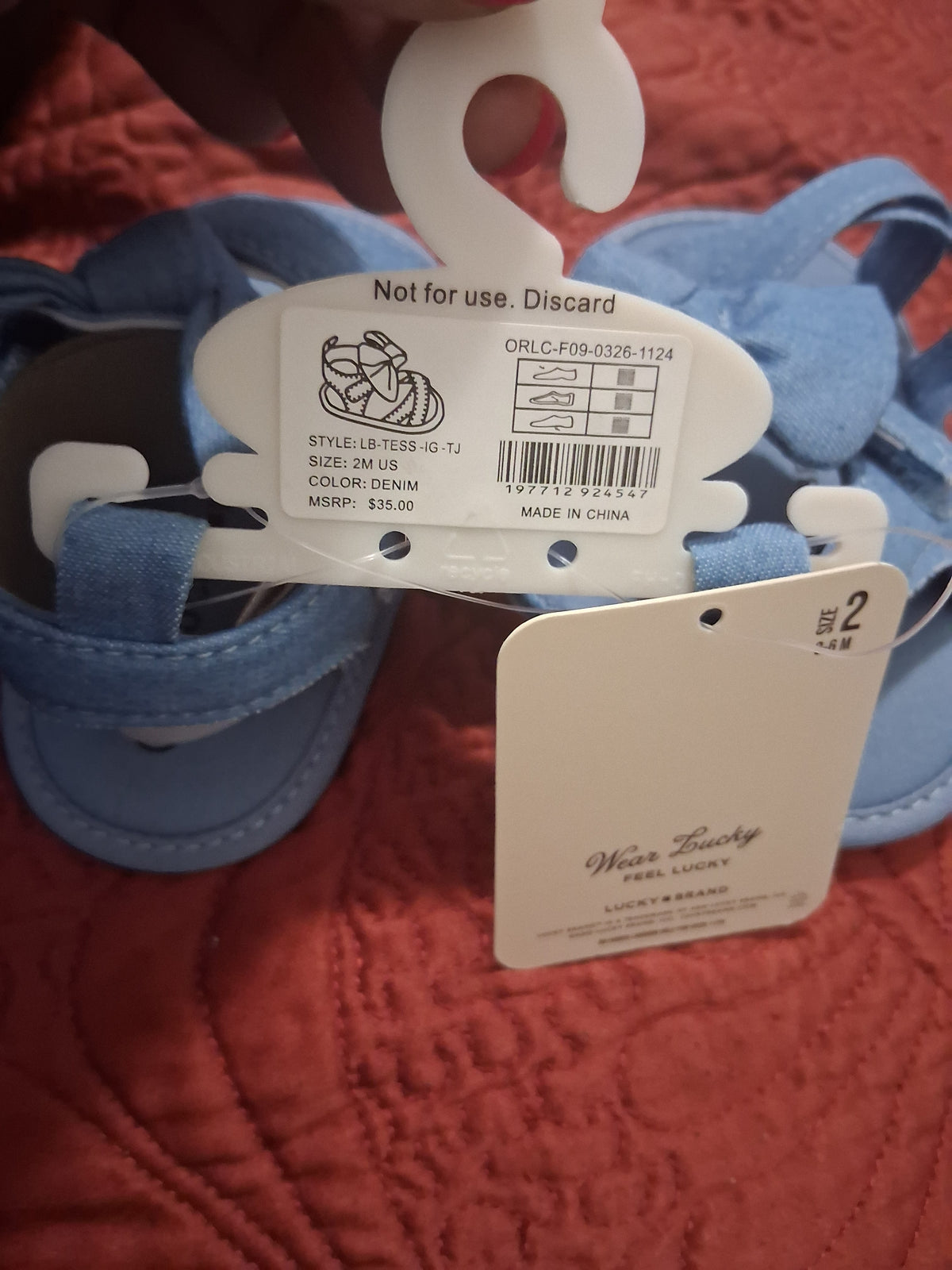 Lucky Brand Baby Girl Bow Crib Sandals | Blue | Sizes 2-4