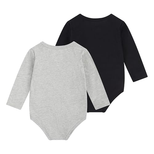 Levi's Baby 2-Pack Long Sleeve Logo Bodysuits – Gray & Black