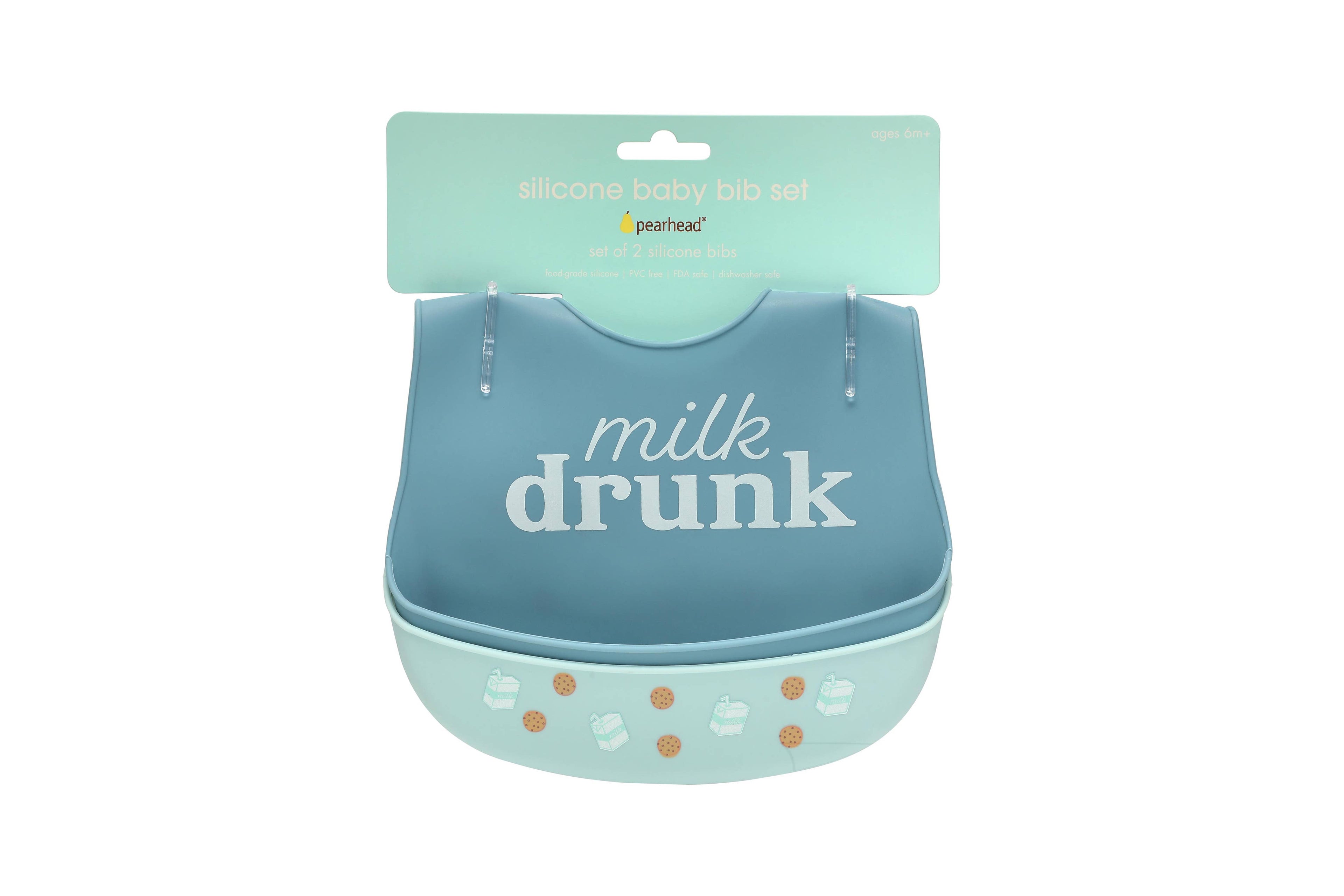 Baby Bib Set, Milk Drunk, Silicone, Set of 2