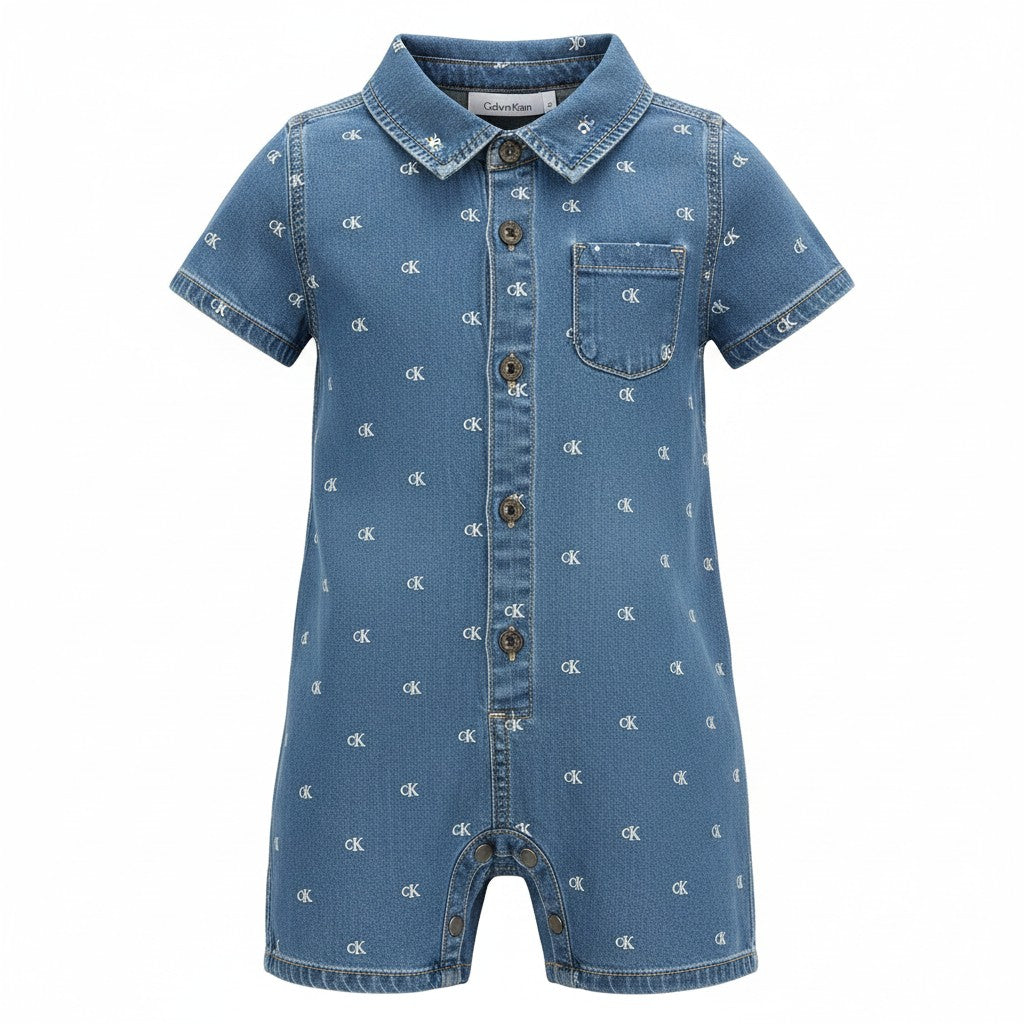 Calvin Klein Baby Boy Chambray Romper - 12 Months