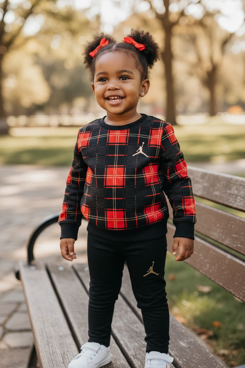 Jordan Girls 2-Piece Plaid Sweatshirt & Legging Set