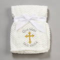 Heavenly Sent God Bless This Child Plush Baby Blanket – 30" x 40" | White