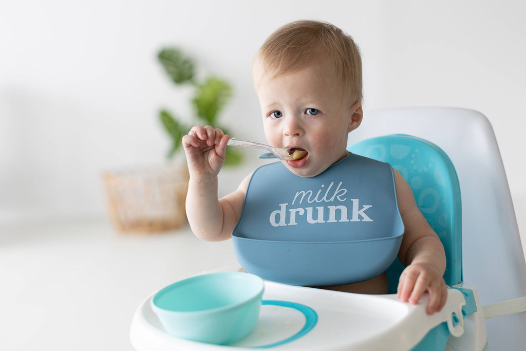 Baby Bib Set, Milk Drunk, Silicone, Set of 2