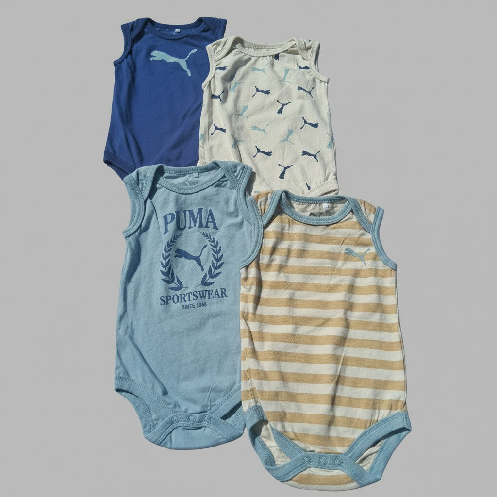 Puma 4-Pack Sleeveless Bodysuits – Blue Multi | Size 6-9M