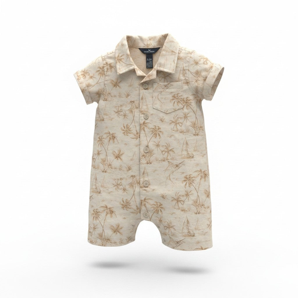 Eddie Bauer Baby Boys Tropical Print Button-Front Romper