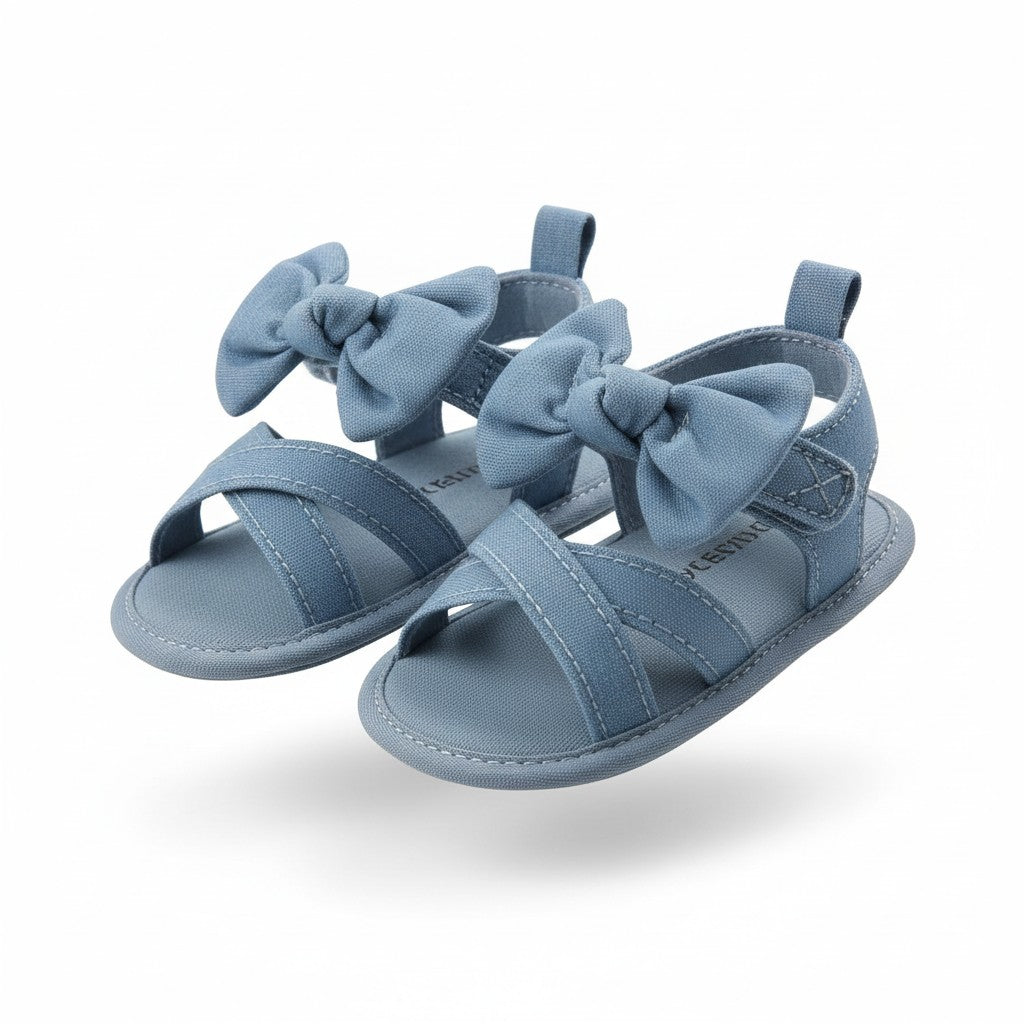 Lucky Brand Baby Girl Bow Crib Sandals | Blue | Sizes 2-4