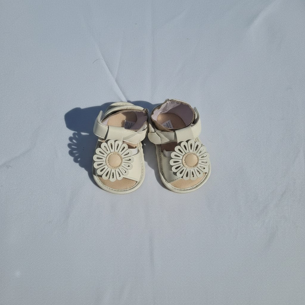 Snug Baby Girl Textured Romper & Matching Sandals Set | Size 6–9 Months