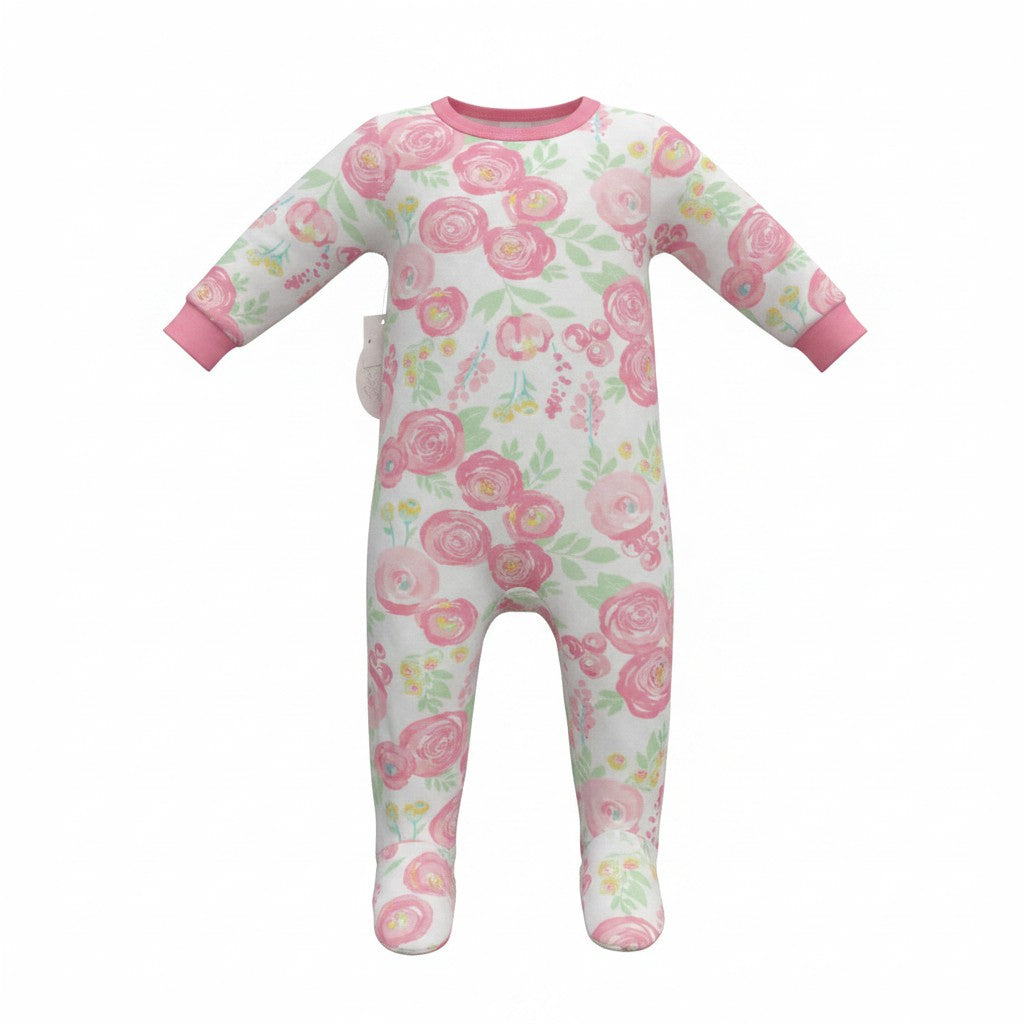 KoalaBaby Floral Footed Sleeper | Pink Bird Print Pajamas