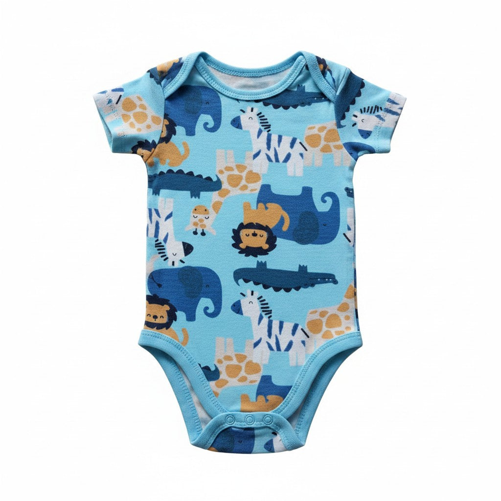 Koala Baby 4-Pack Safari Animal Bodysuits – Blue Multi | Size 6-9M