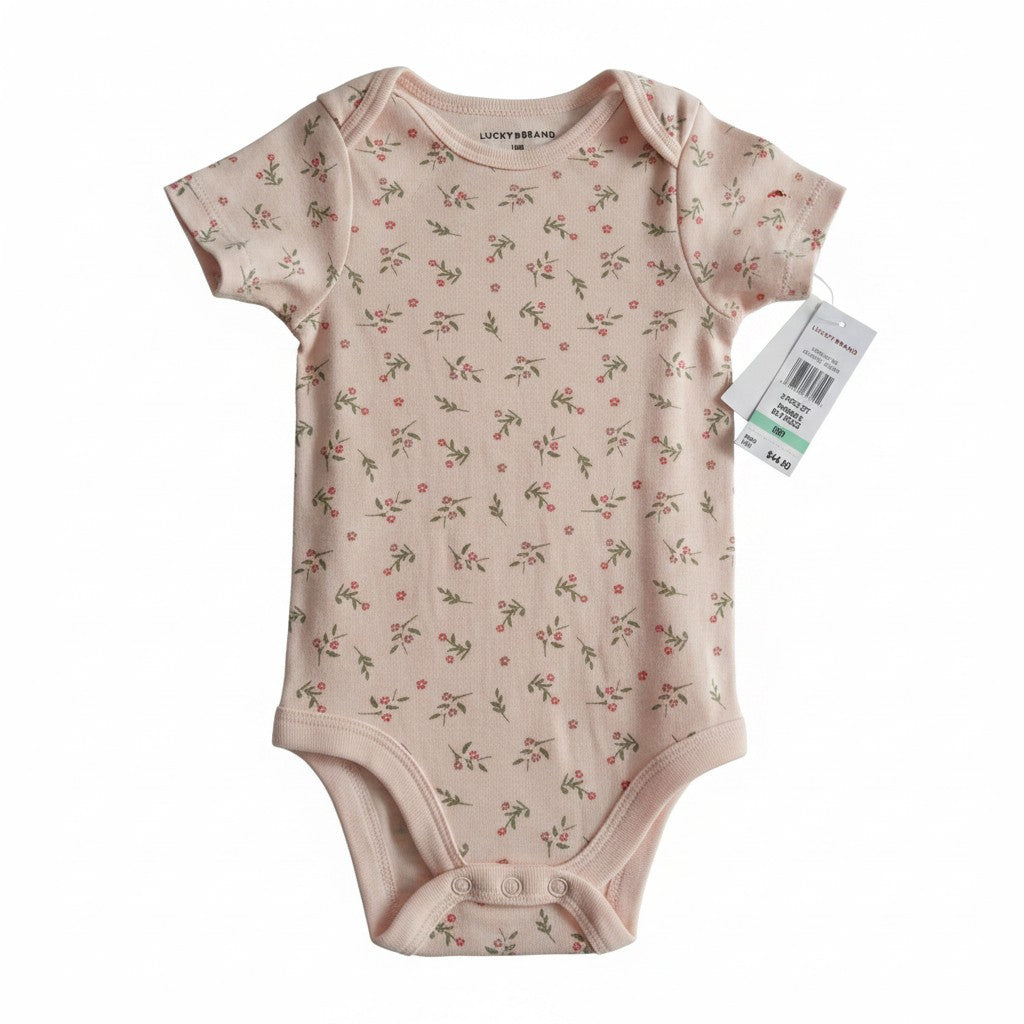 Lucky Brand 3-Piece Floral Bodysuit & Leggings Set – Size 18M