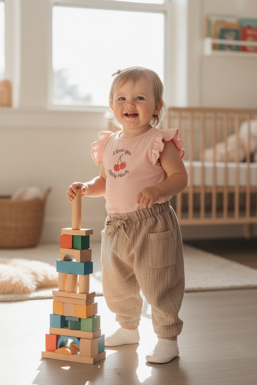 Quiltex Baby Girl Cherry 2-Piece Pant Set - 3-6 Months
