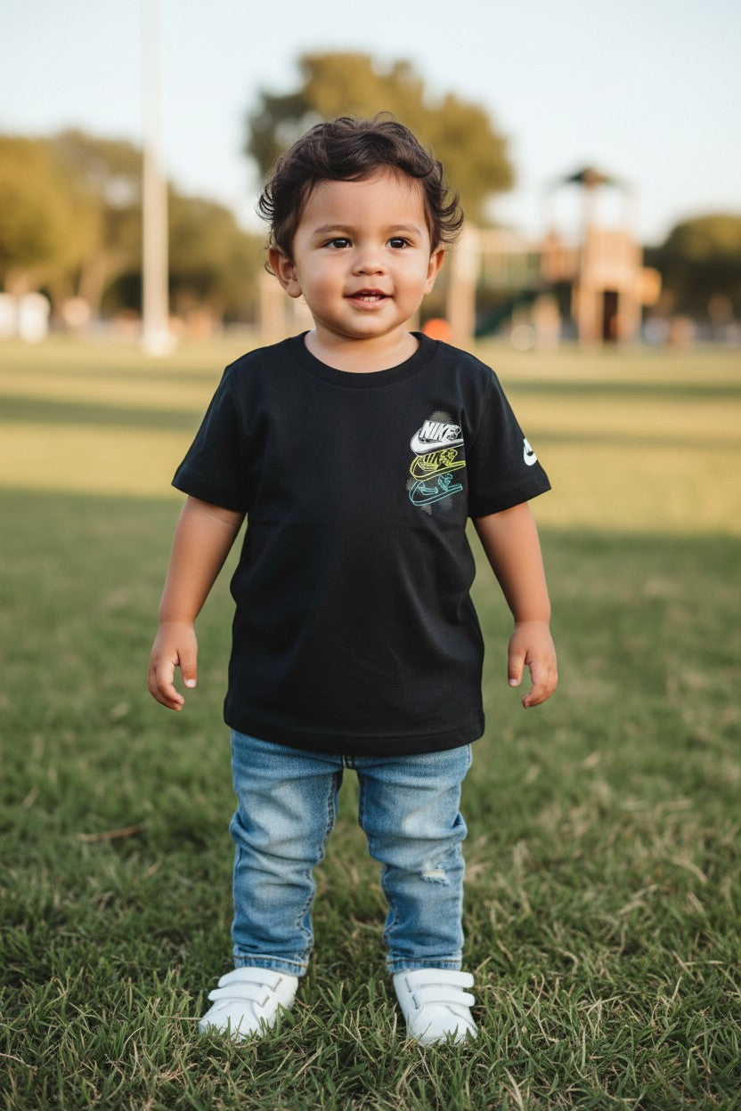 Nike Toddler Graphic T-Shirt – Black Sneaker Stack Tee | Size 3T